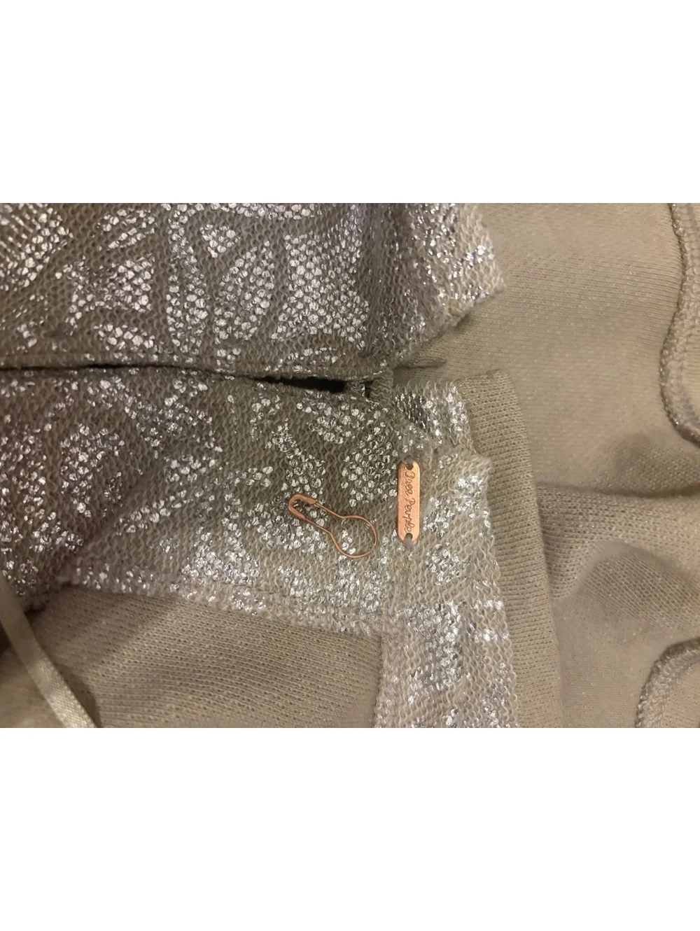 Free People Silver Metallic Crop Top Back Buttons Size Small